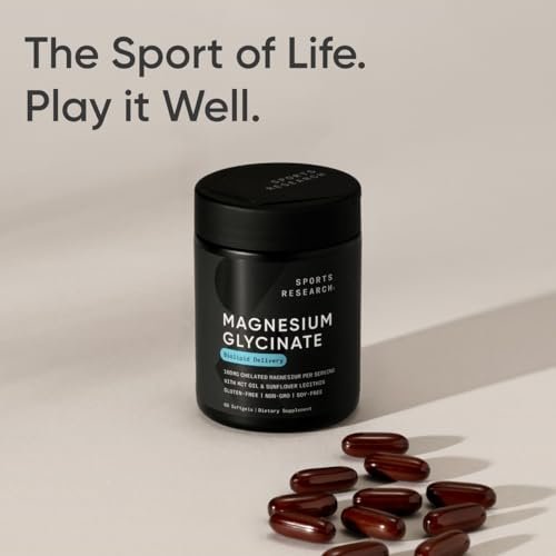 Sports Research® Magnesium Glycinate - Supports Restful Sleep & Enzymatic Processes - 160 mg Chelated Magnesium - Liquid Softgel - 120 Count - görsel 11