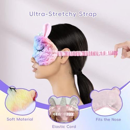 my novel things Cooling Eye Mask and Sleep Mask Cover Rainbow Birthday Cute Gifts Teens Women, Cold Warm Compress for Dry Eyes Spa at Home Travel Plush Blindfold Sleeping