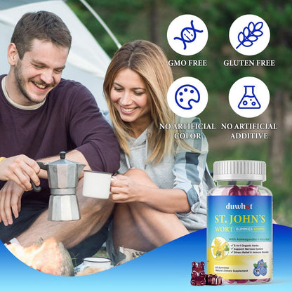duwhot St John's Wort Gummies 600mg, 3 in 1 – Stress Relief: Adaptogens help the body cope with daily stressors – Image 8
