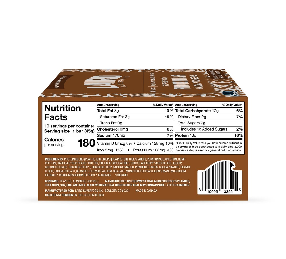 Laird Superfood Functional Protein Bars, – Net Weight: 10 bars per pack (individual bar weight: approximately 50g) – Image 7