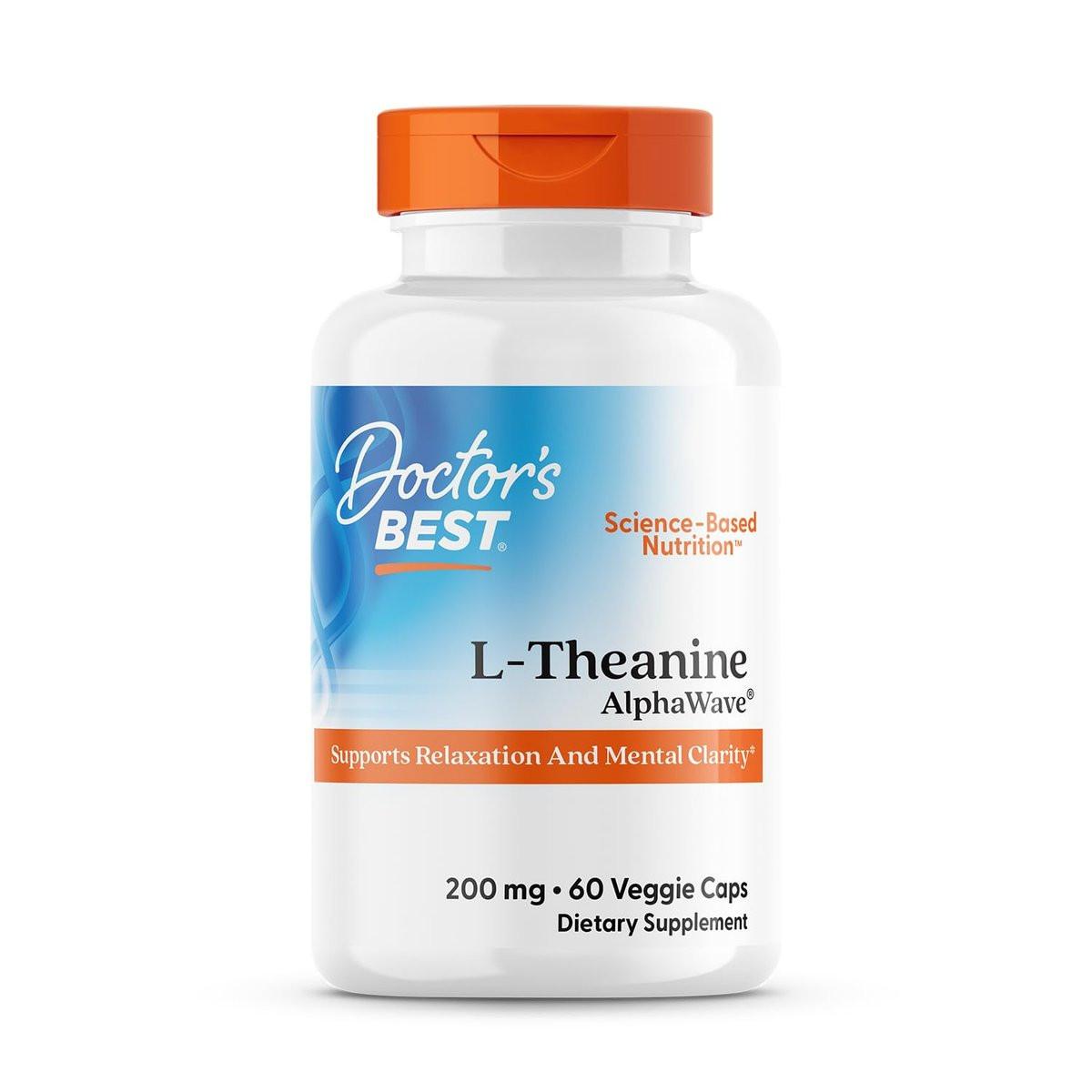 Doctor's Best L-Theanine Caps 200mg for Men & Women - L Theanine AlphaWave Supplement for Calm & Focus Support, Helps Reduce Stress, Vegan, Gluten Free, Soy Free, Non GMO - 60 Veg Capsules - görsel 4