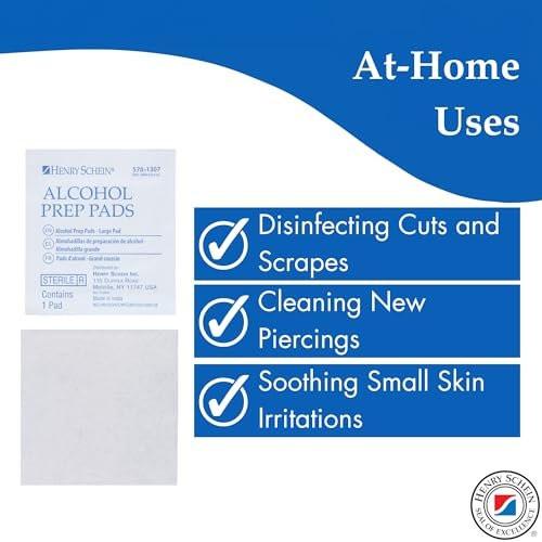 Henry Schein Large Alcohol Prep Pads (2 Boxes, 400 Total) – 70% Isopropyl Alcohol Wipes, Individually Wrapped – 2-Ply, Textured – Skin Prep Alcohol Swabs – Sterile Pads - görsel 7