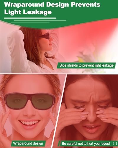 LIGHTMEUP Red Light Therapy Glasses, Superior Eye Protection for Infrared & LED Light Sessions – Blocks 200-2000nm Harmful Wavelengths, Maintains Visibility, Lightweight Comfortable Red Light Goggles - görsel 12