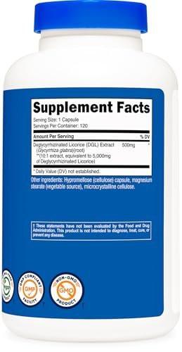 Nutricost DGL Deglycyrrhizinated Licorice Extract 120 Capsules for 120 Servings Per Bottle - GMO Free and Gluten Free, Vegan - görsel 8
