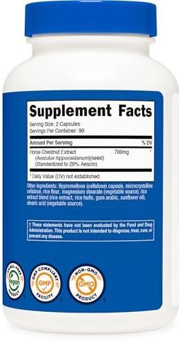 Nutricost Horse Chestnut Extract Capsules 700 MG Per Serving, 180 Capsules, 90 Servings - Non-GMO, Vegan - görsel 9