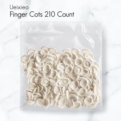 Ueixieo White Latex Finger Cots Finger Protectors, Disposable Medium-Sized Finger Gloves, Fingertip and Finger Sleeve Protector, Latex Thumb Protector for Finger Tips (Approx. 210 PCS) - görsel 1