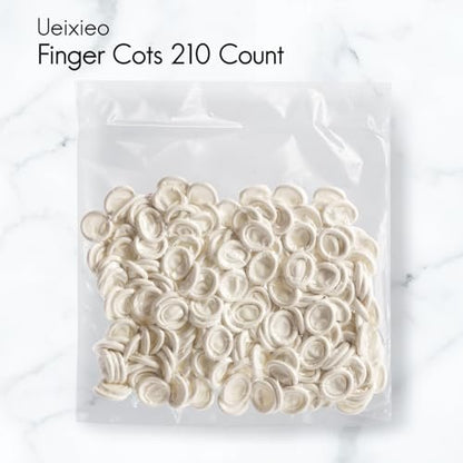 Ueixieo White Latex Finger Cots Finger Protectors, Disposable Medium-Sized Finger Gloves, Fingertip and Finger Sleeve Protector, Latex Thumb Protector for Finger Tips (Approx. 210 PCS)