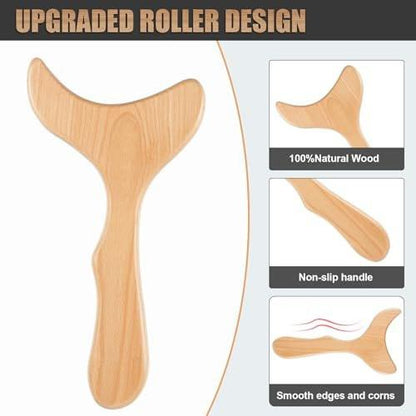 KintKita Wood Therapy Massage Tools, Wooden Lymphatic Drainage Massager, Cellulite Remover Body Sculpting Tool for Cellulite Reduction, Muscle Tension Release, Body Contouring - 12 x 6 in