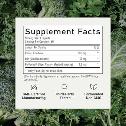 DIM & Indole 3 Carbinol for Hormone Balance for Women & Men | I3C Complex | Estrogen Balance, Menopause Supplements for Womens Health, Antioxidants | Vegan, Non-GMO, Gluten-Free | SMNutrition |60 Ct.