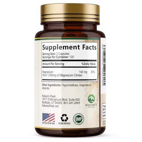 Magnesium Citrate Capsules - Max Absorption Magnesium Powder - Muscle, Bone, Nerve & Heart Health Support - Premium Formula is Powerful & Gentle for Women & Men - Bottled in USA - 240 Capsules - görsel 17