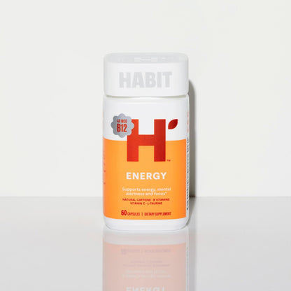 Habit Energy Supplement (60 Capsules) - New Look, Supports Energy, Alertness and Focus, Natural Caffeine, Vitamins B & C, Green Tea Extract, Vegan, Non-GMO (1 Pack)
