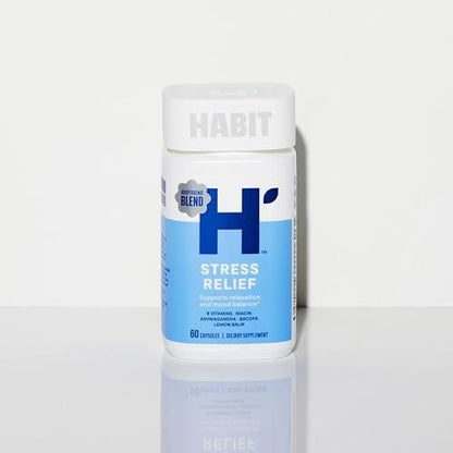 Habit Stress Relief Supplement 2 Pack (120 Capsules) - New Look, Supports Relaxation & Mood Balance, Vitamin B, Adaptogens, Lemon Balm, Calming, Vegan, Non-GMO