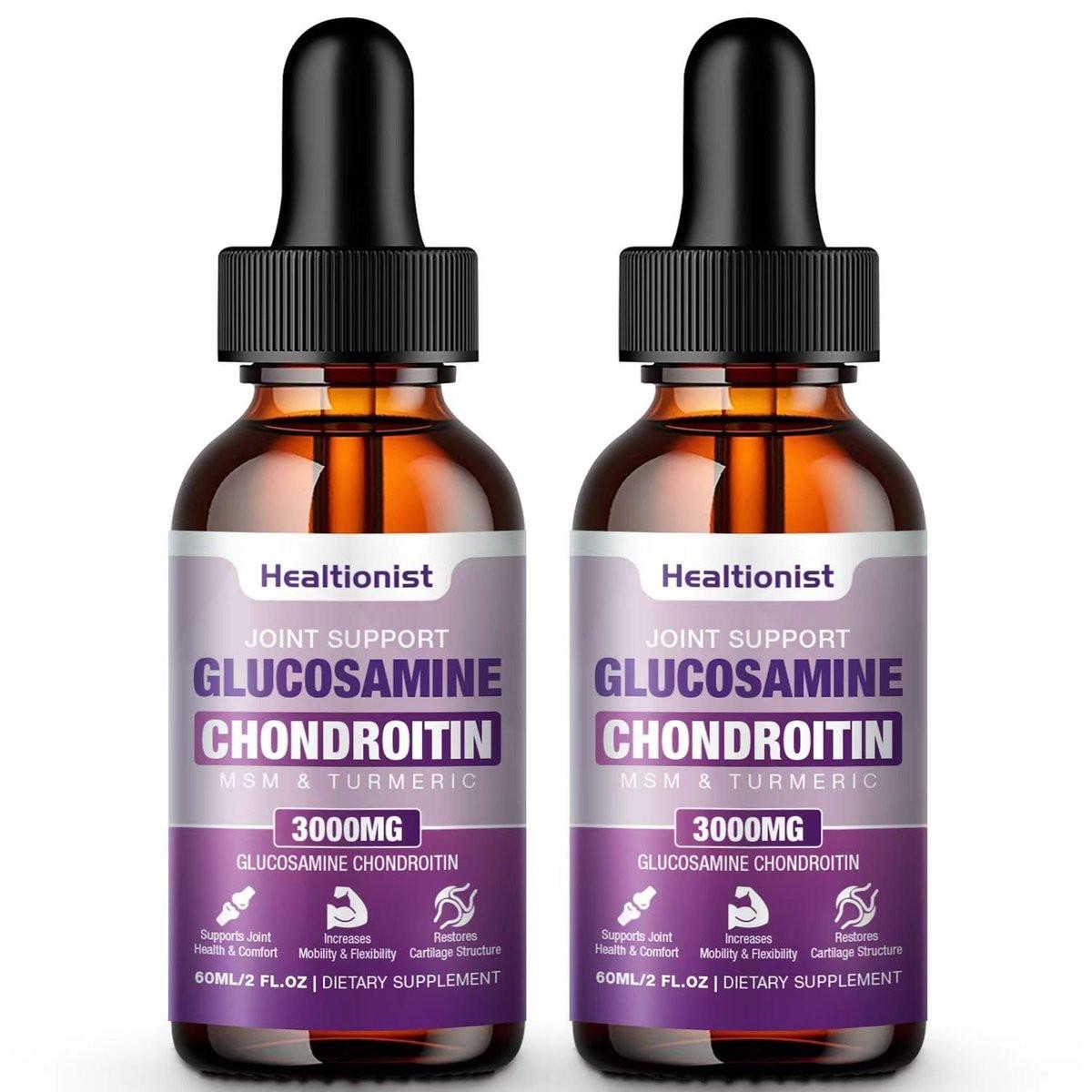 Healtionist 2 Pack Glucosamine Chondroitin MSM Liquid Drops, Extra Strength Joint Support Supplement for Adults Men & Women, Quercetin Boswelia, Bromelain, Antioxidant Immune Support (4 Fl oz) - görsel 7