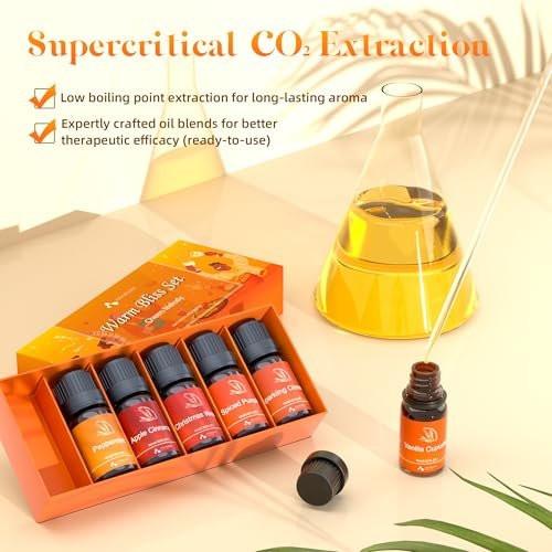 ASAKUKI Essential Oils for Diffusers for Home, Fragrance Oil for Candle Making, Peppermint, Vanilla Cupcake, Sparkling Cinnamon, Spiced Pumpkin, Christmas Wreath and Apple Cinnamon 6 x 10 ml - görsel 9