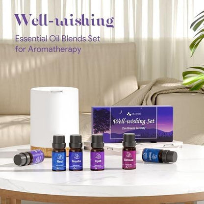 ASAKUKI Essential Oils for Diffuser – 6 Mood Essential Oil Blends (Breathe, Uplift, Sensual, Balance, Unwind, Rest) for Morning to Night Rituals, Home & Daily Use - Gifts for Mom