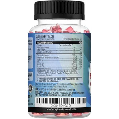 Jadee Height Growth Gummies for Teens & Kids Calcium 325mg, Teen Vitamins D3,K2,C, Magnesium, Ashwagandha, Zinc, L-Arginine - Bone Healthy Growth, Development & Strength - Height Increase & Immunity