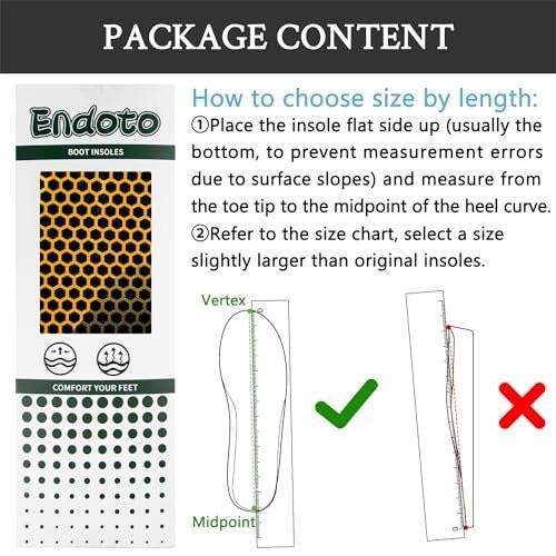 Endoto Insoles for Georgia Boot, Replacement Shoe Inserts for Men Shock Absorbing & Foot Comfort All Day (Size: US XL / M11-M12.5) - görsel 7