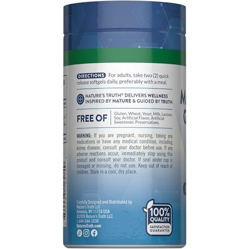 Nature's Truth Magnesium Glycinate Softgels | 250mg | 60 Pills | High Absorption | Non-GMO & Gluten Free Supplement - görsel 4