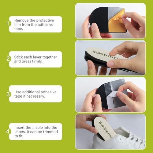 Adjustable Heel Lift Inserts for Shoes - Bukihome Orthopedic Shoe Lift for Uneven Legs 4 Layers Height Increase Insole for Heel Pain, Heel Spur, Achilles Tendonitis (White, Medium, Pack of 2) - görsel 13