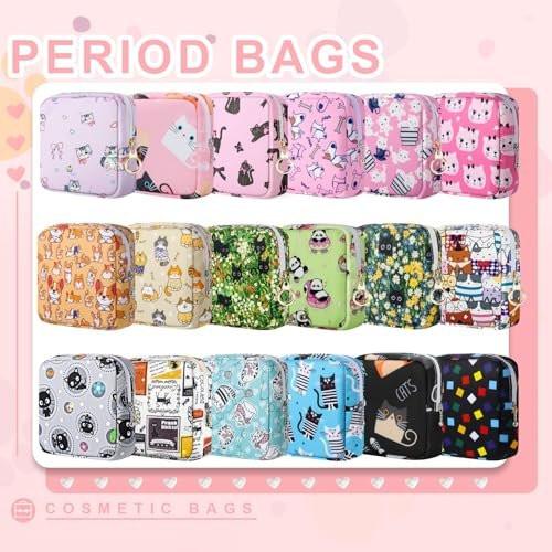 Likesing Period Bag Pouch, Canvas Sanitary Napkin Storage Bag for Girls Womens, Portable Sanitary Napkin Period Pad Pouch for Purse, Small Make Up Bags (Gray Cat) - görsel 14