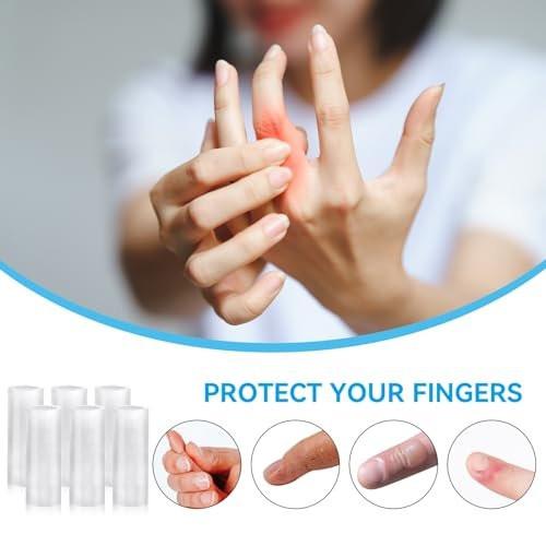 10 Pcs Finger Sleeves Protectors Silicone Finger Protectors Silicone Finger Sleeve Finger Covers Cushions and Protects Gel Rubber Finger Shields Provide Relief for Cracked Finger - görsel 1
