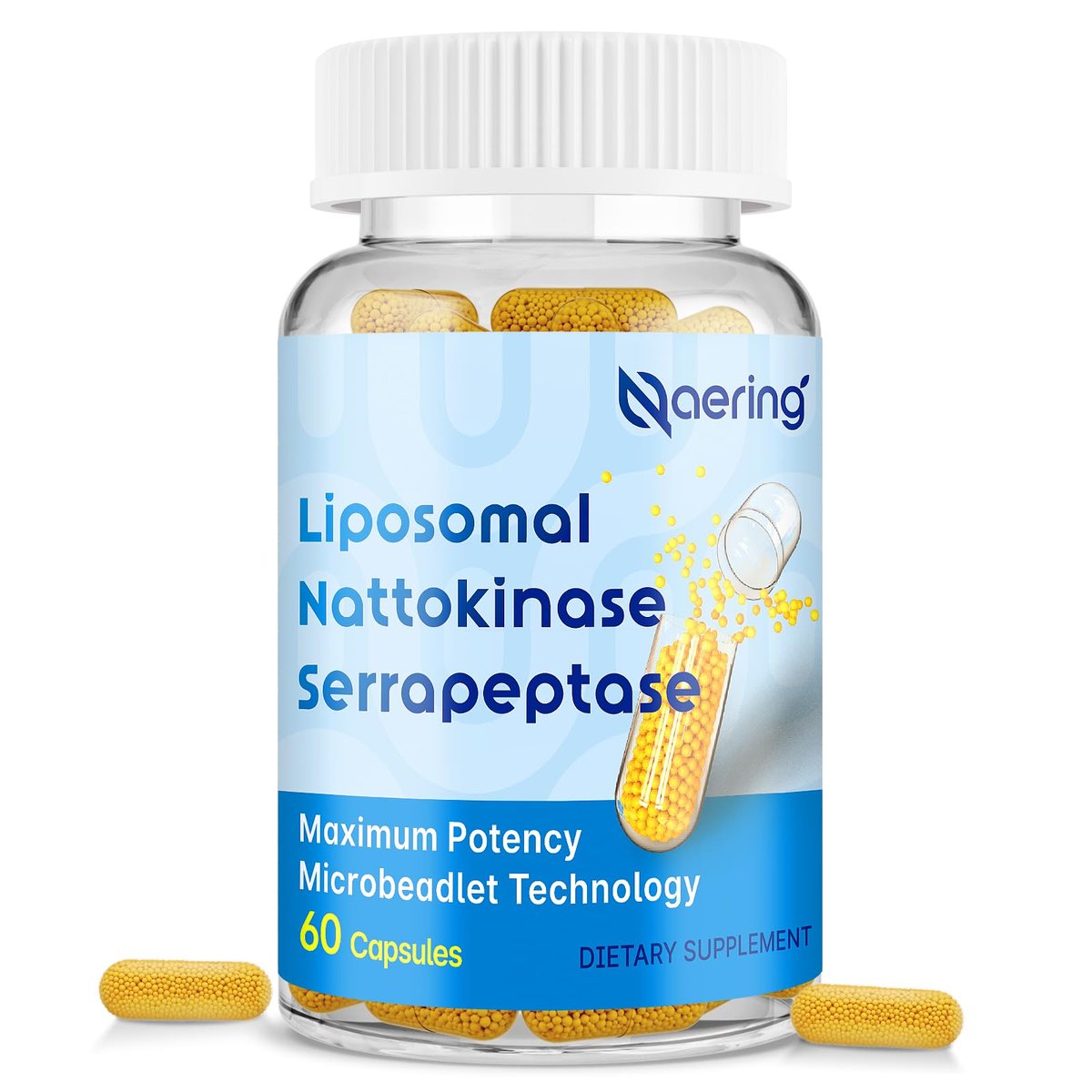 Liposomal Nattokinase 12,000 FU Serrapeptase – High Potency Enzyme Blend: 12,000 FU of nattokinase and 360,000 SPU – Image 1