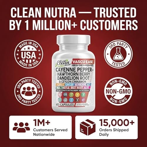Clean Nutra Cayenne Pepper Capsules Supplement with Hawthorn Berry, Dandelion Root, Ceylon Cinnamon, Garlic, Ginger, Berberine, Apple Cider Vinegar, Milk Thistle, Beet Root, Aloe Vera Pills & More - görsel 16