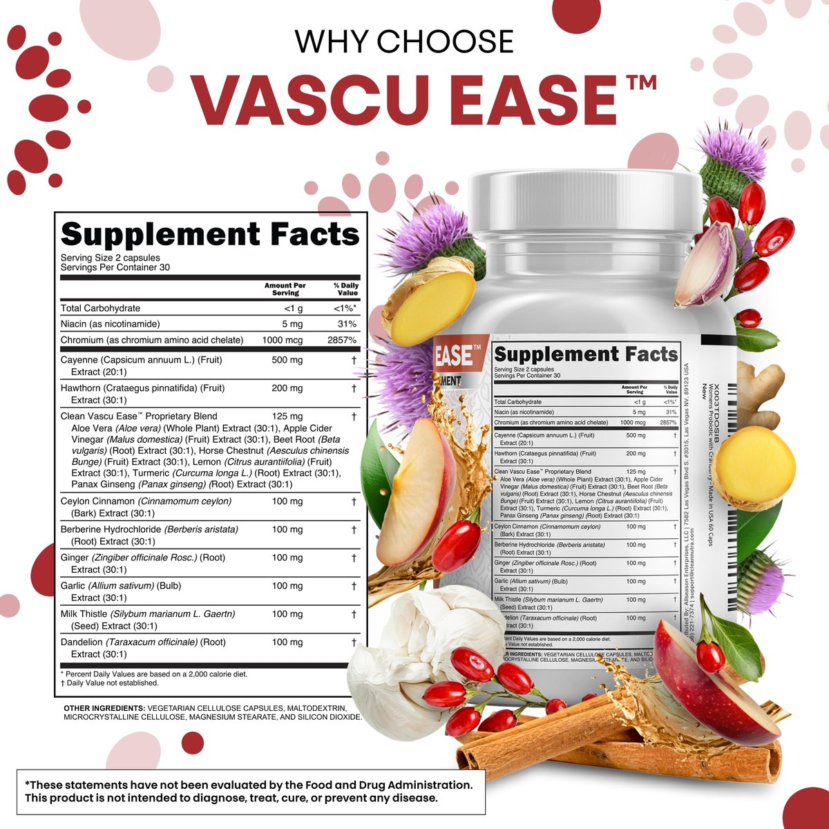 Clean Nutra Cayenne Pepper Capsules Supplement with Hawthorn Berry, Dandelion Root, Ceylon Cinnamon, Garlic, Ginger, Berberine, Apple Cider Vinegar, Milk Thistle, Beet Root, Aloe Vera Pills & More - görsel 9