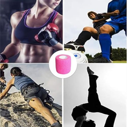 Erewa 6 Pack 2 Inches Self Adhesive Wrap Bandage Self Adherent Cohesive Bandage Tape Stretch Vet Wrap Breathable Athletic Tape for Sports, Wrist, Ankle (Pink)
