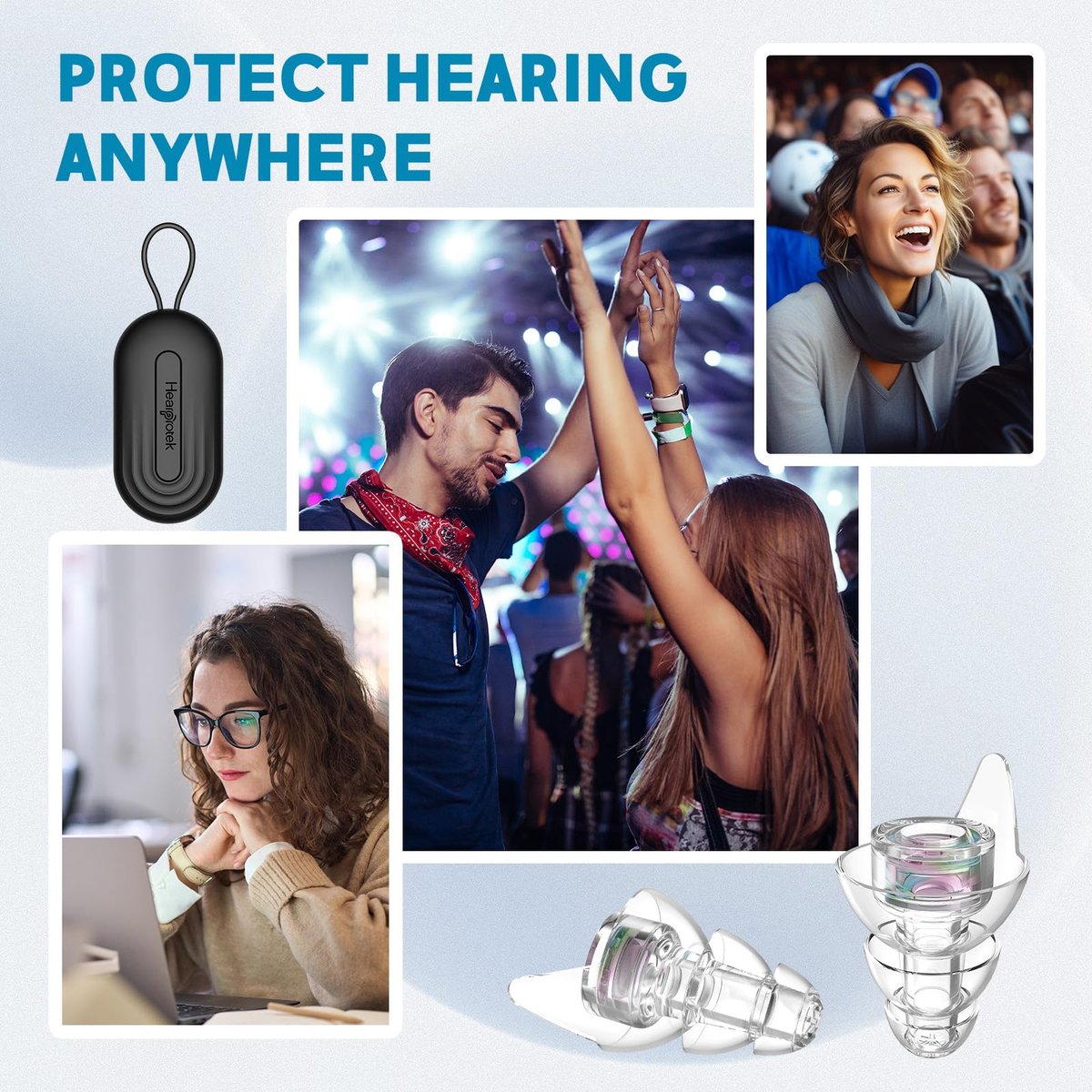 Hearprotek Hi-Fi Spirit Concert Ear Plugs, High Fidelity Silicone Music Earplugs for Concerts, Noise Reduction, Hearing Protection, Motorcycle, Musicians, Rave, Dj, Tinnitus Relief (Medium Size) - görsel 11