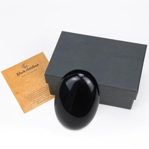 MAIBAOTA 2.4" Large Black Obsidian Crystal Stone Polished Palm Stone Healing Crystals 0.7" Thick Natural Reiki Gemstone Worry Stone Energy Balancing Anxiety Stress Relief Meditation 1 Pc - görsel 12