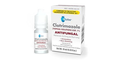 Globe Clotrimazole 1% Antifungal Topical Solution for Athlete's Foot, Jock Itch and Ringworm (3 Pack) - 10ml Each