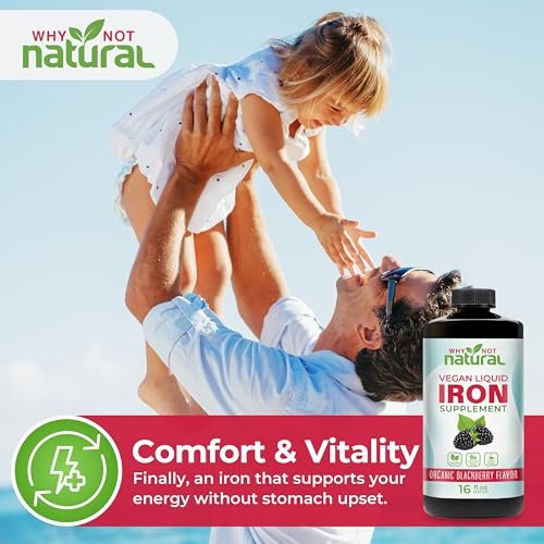 Why Not Natural Liquid Iron Supplement for Women, Men and Kids, Vegan Formulation for Anemia, Sugar Free, Vegan, Non-GMO, Organic BlackBerry Flavor 16 Fl Oz - görsel 12