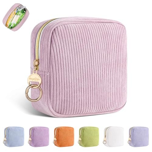 Playexen Period Bag for Teen Girls, Corduroy Sanitary Napkin Storage Bag, Menstrual Pad Pouches Tampon Holder for Purse (Pink) - görsel 1
