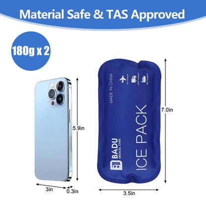 TSA Approved Ice Packs for Insulin Cooler Travel Case, Pack of 2 (180g *2), Reusable Cooler Ice Packs, 8-24H Long Cooling, Suitable for Most Medication Travel Case