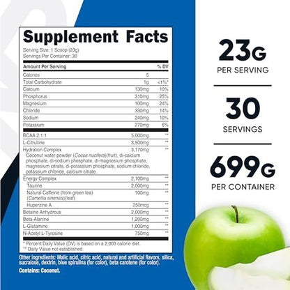 Nutricost Intra Workout Powder, Green Apple, 30 Servings - Non-GMO, Gluten-Free Supplement