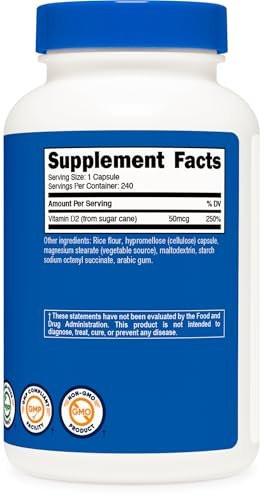 Nutricost Vitamin D2 Supplement (2000 IU) 240 Capsules - Vegan, Non-GMO, Gluten-Free, Third-Party Tested - görsel 9