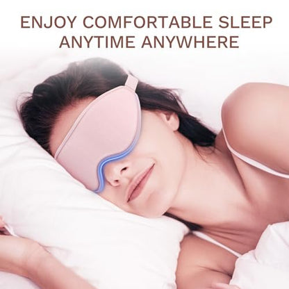 FlyCoco 99% Fully Block Out Light Eye Sleep Mask, 3D Deep Contoured Eyes Cover Zero Pressure, Long Lash Extension Eyes Mask with Adjustable Straps for Sleeping Travel Home Nap Rest Women Men (Pink)