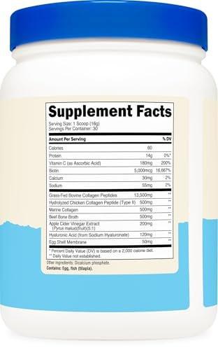 Nutricost Multi Collagen Protein Complex (Unflavored, 30 Servings) - Supplement with Biotin, Hyaluronic Acid, and Collagen Peptides