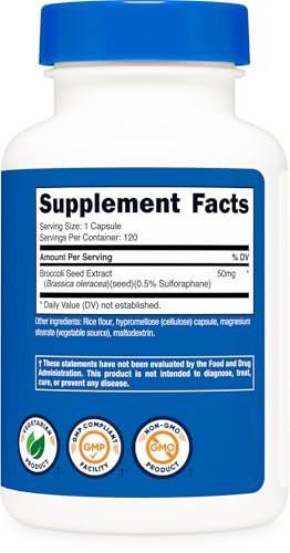 Nutricost Sulforaphane Glucosinolate (SGS) 50 mg - 120 Capsules - Broccoli Seed Extract Supplement - görsel 1
