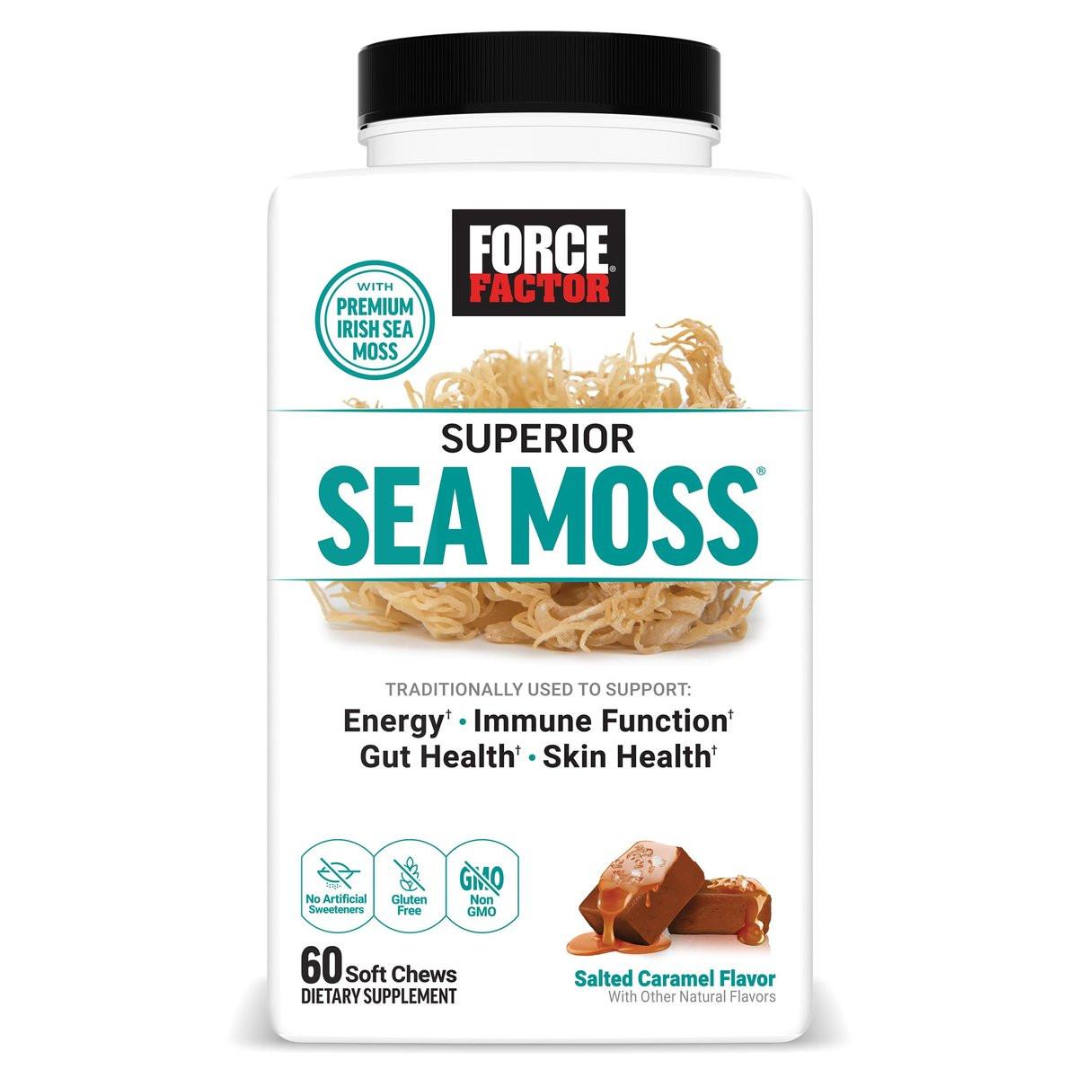 Force Factor Superior Sea Moss, Premium Irish Sea Moss to Support Energy, Immune Function, Gut Health, & Skin Health, Non-GMO, Gluten Free, Salted Caramel Flavor, 60 Soft Chews - görsel 15