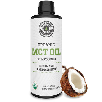MCT Oil Organic - C10 C8 MCT Oil for Sustained Mental Energy & Focus Support - Organic For Coffee, Smoothies, & More - Palm Free Vegan Keto & Paleo Friendly 16 Fl Oz - Non-GMO - Aceite De Coco
