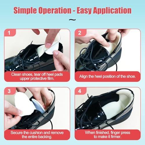 PHIXBEAR Heel Pads for Big & Loose Shoes, Pain Relief, Stop Slip and Blister, Large Grips Cushion Inserts to Make Men & Women Shoes Smaller Tighter (4 Pairs) 2 Apricot 2 Black - görsel 7