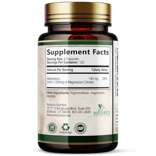 Magnesium Citrate 1000mg Per Serving - Extra Strength Magnesium for Bone, Muscle, Nerves & Heart Health Support, Natural Magnesium Supplement for Calm & Whole Body Support, USA Bottled - 240 Capsules - görsel 4