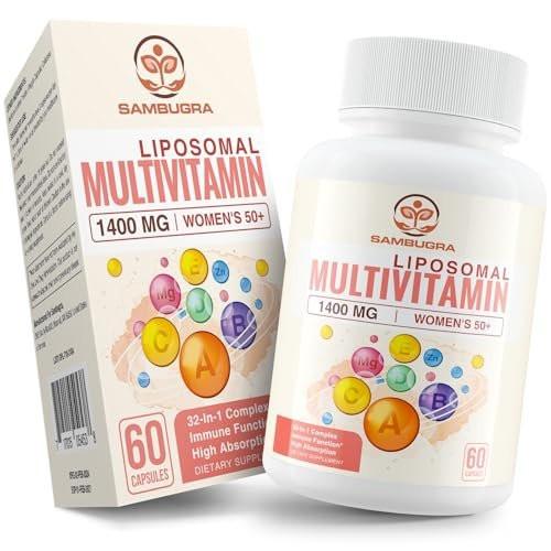 Sambugra Liposomal Multivitamin for Women 50+ - Women Daily Multivitamin with 32 Ingredients, CoQ10, Vitamins C, B, D, E for Cardiovascular & Bone Health Support - Iron-Free (60 Capsules) - görsel 3