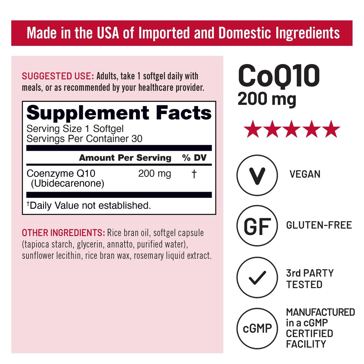 NatureWise CoQ10 200mg Softgels, High Potency Ubiquinone - Coenzyme Q10 Supplement - Antioxidant for Heart Health + Energy - Vegan, Non-GMO, Gluten-Free - 30 Count[1-Month Supply] - görsel 9