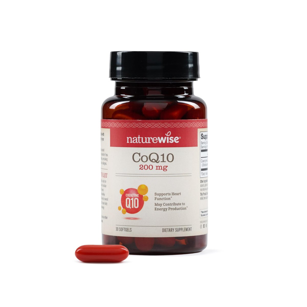 NatureWise CoQ10 200mg Softgels, High Potency Ubiquinone - Coenzyme Q10 Supplement - Antioxidant for Heart Health + Energy - Vegan, Non-GMO, Gluten-Free - 30 Count[1-Month Supply] - görsel 1