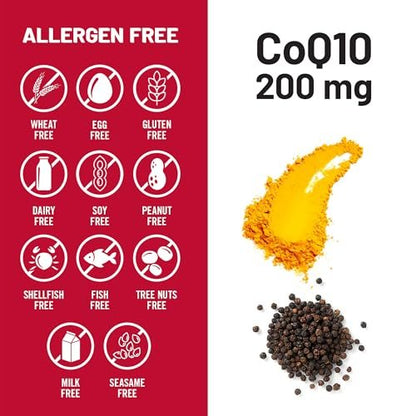 NatureWise CoQ10 200mg Softgels, High Potency Ubiquinone - Coenzyme Q10 Supplement - Antioxidant for Heart Health + Energy - Vegan, Non-GMO, Gluten-Free - 90 Count[3-Month Supply]