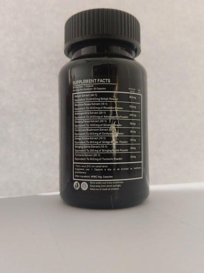 8-in-1 Shilajit 9000 Panax Ginseng 1500MG Ashwagandha 2000MG Rhodiola Rosea 1000MG, Turmeric 500MG, Gingko Biloba 500mg, Stinging Nettle 250MG, Cordyceps Mushroom 500 MG for Full Body Power