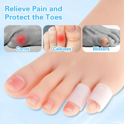 24 Pcs Silicone Toe Sleeves, Soft Gel Protector Toe Cushions Cuttable Pinky Toe Sleeves Protectors Corn Protectors Toe Tube Pads for Hammer Toe Stubbed Toe Corns Calluses Protect